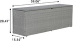 happimess TRK1002A Nino 59.06" Modern Minimalist Outdoor Faux Wicker Deck and Patio Storage Box, Gray, Soft-Close, for Package Delivery, Patio Furniture, Cushions, Gardening Tools, Pool Supplies