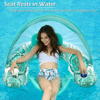 Jasonwell Pool Float with Canopy - Inflatable Pool Floaties Adult Floating Pool Chair Lounge Floats for Swimming Pool Water Chair Pool Lounger with Cup Holders Pool Toy Party Floaty for Adults