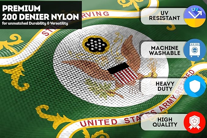 AGAS US Army Retired Military Flag 2x3 Ft - Printed 200 Denier Nylon - Double Stitched Edges Canvas Header Brass Grommets - Indoor/Outdoor United States Army Retired Garden Flag
