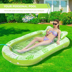 Inflatable Tanning Pool Lounger Float with Cervical Pillow - Pool Floats Adult for Sunbathing, Backyard, Pool Party - Inflate Ball Pit for Babies - Kids Swimming Pool Bed