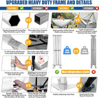 HOTEEL 10x15 Pop up Canopy Tent for Parties, Heavy Duty Easy Setup Tent Without Sidewalls, Outdoor Commercial Instant Gazebo for Wedding Event, with Roller Bag & Sand Bags, White(Hexagonal Frame)