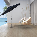 Midtown Umbrellas The Swilt 10 Feet Patio Umbrella in Sunbrella Canvas Navy Acrylic Fabric - Fiberglass Ribs, Auto-Tilt Aluminum Frame For Backyard, Deck, Garden, Pool - White Pole