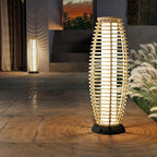 Solar Yard Outdoor Floor Lamp 2-Pack Solar Lights Solar Powered Lantern Weather-Resistant Wicker Deck Lights, Lamp Large for Patio Garden (Austin Natural Brown, 2PCS)
