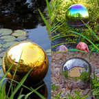 uxcell Gold Gazing Ball 6 Inch 150mm Reflective Sphere Polished Hollow Ball, Stainless Steel Gazing Globe Mirror Ball for Home Garden Outdoor Decoration