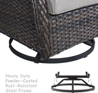 HUMMUH Outdoor Patio Furniture 6 Pieces Furniture Set Wicker Outdoor Sectional Couch with Patio Swivel Glider Chairs,Side Table,Ottomans for Patio