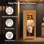 Infrared Sauna at Home 1 Person Mini with 7 Color Therapy, Low EMF 1240W Fast Heating Canadian Hemlock Wood Sauna, Indoor Dry Sauna with Bluetooth Speakers for Home, Gym (2.3Lx2.9Wx5.2H Ft)