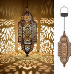 Twinkya Hanging Solar Lights Outdoor Garden Decorative Solar Lantern Waterproof Metal Moroccan Outdoor Decorations for Patio Pathway Yard Porch Backyard Garden Decor (Gold, 1 Pack)
