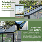 KEIKI 6x8 FT Greenhouse for Outdoors, Large Walk-in Greenhouse with Double Doors and Two Ventilation Windows for Outside Green House Garden Backyard