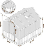 6x8 FT Greenhouse Kit for Outdoor, 6MM Thick Polycarbonate Panel Wooden Walk-in Green House with Lockable Door and Adjustable Roof Vent, Backyard Garden, Light Mocha Brown