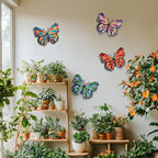 HONGLAND Metal Butterfly Wall Decor -Outdoor Fence Wall Art Decor, Hanging Decoration for Indoor Outdoor Garden Yard Living Room Bedroom Patio Balcony, Gift for Mom Dad Friends