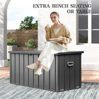 Domi 100-Gallon Outdoor Storage Box – Waterproof, Lockable Storage Cabinet for Patio Furniture, Garden Tools & Pool Supplies – Large Metal Storage for Cushions, Toys & More