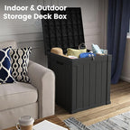 50 Gallon Storage Box, Waterproof Deck Box for Indoor & Outdoor Use, Lockable Pool Storage Bin for Package Delivery, Outdoor Bench for Patio Cushions, Garden Tools, Backyard, Black