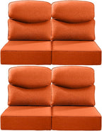 Luxury 24x24x6 Inch Smile Patio Dining Chair Cushions Set of 4 - Heavy Duty Water Slashproof Outdoor Seat Cushion for Outside Furniture Swivel Chairs Loveseat L-Shape Sofa - Orange