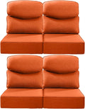 Luxury 22x24/22x25 6-Inch Smile Patio Dining Chair Cushions Set of 4 - Heavy Duty Water Slashproof Outdoor Seat Cushion for Outside Furniture Set Swivel Chairs Loveseat L-Shape Sofa - Orange