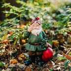 Topadorn Gnomes Figurine Resin Sculpture Garden Gnome Drag a Brunch of Radishes Statue with a Ladybug for Indoor Outdoor Decor, Radish Harvest 10 Inch, Weatherproof Garden Gnome Yard Statue Decor