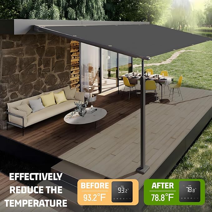 SUNNY GUARD Shade Cloth Custom Size 5x21 FT Sun Shade Screen Fabric Shade Cover Tarp with Grommets for Pergola Backyard Garden, Dark Grey(We Customized)