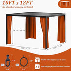 Gazebo Universal Replacement Privacy Curtain,10'×12' Gazebo Outdoor Waterproof Curtains, 4-Panels Sidewall Curtains with Double Zipper for Patio Canopy, Garden and Backyard (Curtain Only)