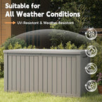 Outdoor Storage Box, 180 Gallon Waterproof Resin Deck Box, Storage Bin for Package Delivery, Patio Furniture Cushion, Garden Tools, Pool Accessories, Weatherproof and UV Resistant, Grey