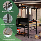Tangkula 8x5 FT Hardtop Grill Gazebo, Outdoor Double-Tiered Barbecue Canopy with Vented Polycarbonate Roof, 2 Side Shelves, 6 Hooks, Outdoor Grill Shelter for Patio Garden Lawn Deck (Black)