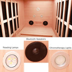 Ceramic Infrared Sauna 1 Person Far Infrared Sauna Hemlock Saunas Room for Home 2 in 1 Indoor Sauna with Low EMF Heaters + Ceramic Heating Cubes-Chromotherapy-Bluetooth Speaker