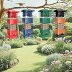 Squirrel Proof Bird Feeders for Outdoors Hanging, Large Capacity Gravity Protection Bird Feeders with 4 Feeding Ports, Metal Wild Bird Feeders for Outside, Finch, Cardinal, Blue Jay, 3.5Lbs