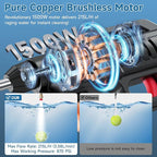 Cordless Pressure Washer Battery Operated, 60Bar/870 PSI Electric Pressure Washer,1500W Portable Battery Power Washer, Handheld High Pressure washers with Nozzles, 2 Battery, 5m Hose for Car/Garden