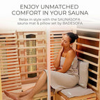 SAUNASOFA™ Sauna Mat & Pillow Set – 1 person sauna seat cushion and pillow for infrared and finnish sauna – heat-resistant sauna kit in taupe