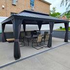 PURPLE LEAF 14' X 20' Outdoor Gazebo with Galvanized Steel Metal Roof Permanent Hardtop Gazebo for Patio Lawn and Garden Large Pavilion Grey