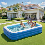Inflatable Pool for Kids and Adults, 115" x 68" x 22" Blow Up Pools, Rectangular Family Swimming Pool