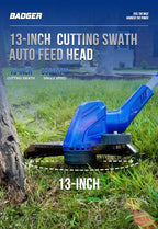 WILD BADGER POWER 40V Weed Wacker & Leaf Blower, Wheeled Edger Kit Electric with 2Ah Battery & Charger, String Trimmer, Lightweight, Adjustable Telescopic Shaft, Easy to Use and Convert
