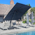 PURPLE LEAF 11 FT Square Patio Umbrella Large Cantilever Outdoor Aluminum Offset Umbrella with 360-degree Rotation for Garden Deck Backyard Pool, Navy Blue