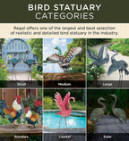 Regal Art & Gift Handcrafted Metal Rooster Statue, Weather-Resistant Farmhouse Yard Art, Indoor/Outdoor Garden Sculpture, Detailed Feather Design, Decorative Bird for Home & Garden, Verde, 14" Height