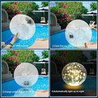 Solar Powered Floating Pool Lights - 14" Inflatable Waterproof Floating Light UP Pool Glow Balls, 3000K Warm-White Led Pool Lights That Float for Party Decorations, Outdoor Patio Detor (8)
