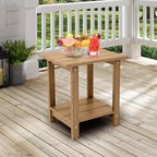 Outdoor Side Table, Weather Resistant Double Small Adirondack Side Table, Outdoor Indoor End Table for Adirondack Chair, 17" Patio Table for Pool, Deck and Porch, Brown