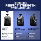 Plasticplace 55-60 Gallon Trash Bags, 1.2 Mil Heavy Duty Contractor Garbage Bags, Black Tear-Resistant Bags for Construction, Yard Waste, Industrial Use, Large 38” x 58” (100 Count)