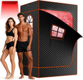NAIZEA 2 Person Infrared Sauna Box, Portable Steam Sauna with Red Light Therapy Lamp,2 Person Full Body Saunas Tent for Home Spa with 3L 1200W Steamer,Remote Control, 2 Folding Chair,3.9'x2.9'x5.9'