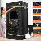 COSVALVE Portable Sauna Box for Home Sauna Steamer with 4L Large Steam Pot, 1600W Fast Heating Full Size Personal Sauna, 16 Levels, Remote Control, Foldable Chair, 2.9' x 2.5' x 5.9'