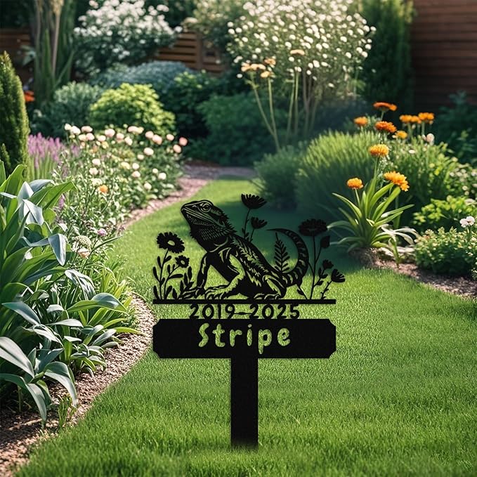 Custom Lizard Grave Marker,Personalized Pet Gecko Memorial Garden Stake,Pet Memorial Gift,Remembrance Stake,Loss of Lizard Gecko Iguana,Sympathy Sign Lizard 12inch