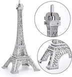ESHATO Silver Metal Eiffel Tower Statue, 7inch Decorative Figurine Replica Stand Holder for Cake Topper Table Decor Gift Party Home Decoration