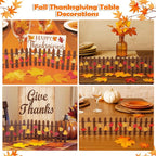 Thyle Thanksgiving DIY Mini Fairy Garden Fence Fall Wood Picket Crafts with 35 Inches Wood Picket Fence 100 Wooden Leaves and Glue for Autumn Centerpieces Thanksgiving Activity(Brown)