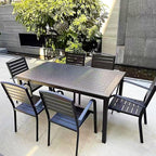 ZZV Outdoor Dining Table for 6-Person Rectangle Indoor Outdoor Table with Wood-Like Surface, Weather-Resistant Outside Dining Table for Patio Lawn Garden Backyard, 35" D x 63" W x 29" H, Black