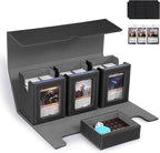 Marsguard Trading Card Deck Box with Commander Display，4 in 1 MTG Storage Holds 300+ Double-Sleeved Cards，3 Deck Boxes & Dice Tray Included，Fits MTG, TCG, PTCG & Sports Cards