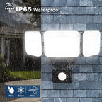 EMANER Outdoor Flood Lights Motion Sensor, Dusk to Dawn & Detection Adjust, Outside LED Security Lights 4500lm 120V, 5000K 3-Head Frosted Lens, Wall Lights for Patio/Driveway/Yard, (2-Pack, Black)