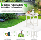 Tangkula Round Outdoor Side Table, 18 Inch Weather Resistant HDPE Adirondack Table, Outdoor Indoor Chairside End Tables, Patio Side Table for Lawn Garden Balcony Backyard, Easy Assembly (2, White)