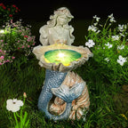 12" Mermaid Garden Lighting Statue Art, Solar Night Light, Yard Sculpture, Outdoor Lawn Solar Decor, Powered Statue, Landscape Path Light Ornament Figurine, Vivid Mermaid Lamp