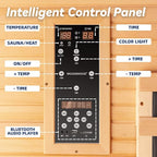 Woodbridge Infrared Home Sauna Room 1 Person Hemlock Wooden Indoor Sauna,7 Carbon 1560W/120V Heaters,with Led Color Therapy Light,Bluetooth Speaker,Tempered Glass,Touch-Tone Keypad and A Top Vent
