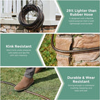 Giraffe Hybrid Garden Hose 5/8" x 25ft, Custom Length, NO Kink, Flexible, Leakproof Hose with Male to Female Fittings, 600 Burst PSI