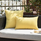 Kevin Textile Outdoor Waterproof Throw Pillow Covers Pack of 2 Farmhouse Decorative Cushion Covers for Garden Patio Tent Balcony Bench Couch Sofa 22x22 Inch, Yellow