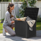 YITAHOME 30 Gallon Outdoor Storage Box, Small Water Resistant Resin Deck Box, Indoor Outdoor Lockable Rattan Storage Container for Patio, Garden, Cushions, Tools, Equipment (Black)