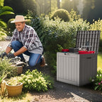 Outdoor Storage Box, Deck Box Waterproof 35 Gallon, Resin Outside Storage, Storage Bin for Package Delivery, Patio Furniture Cushion, Pool Accessories, Weatherproof and UV Resistant, Grey